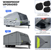 RVMasking Heavy Duty 7 Layers Top Travel Trailer Cover with 4 Tire Cover for 15'1"-40'