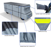 RVMasking Waterproof 600D Top Class C RV Cover With Rear Side Roll-Up Door for 23'1"-32' Motorhome