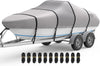 RVMasking Boat Cover, 1400D Heavy Duty Middle Reinforced, Waterproof Trailerable with Storage Bag for V-Hull, Tri-Hull, Fish & Ski, Runabout Bass Boat