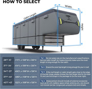 RVMasking 5th Wheel RV Cover, 31'1"-34' Heavy Duty 7 Layers Top Fifth Wheel Cover with 4 Tire Covers, Windproof Rip-Stop Anti-UV Trailer Cover, Dark Gray
