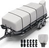 1400D Oxford Heavy Duty Waterproof Trailerable Cover for Pontoon/Deck Boat with 8 Metal Buckles and 12 Adjustable Tightening Straps