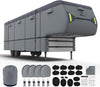 RVMasking 5th Wheel RV Cover, 31'1"-34' Heavy Duty 7 Layers Top Fifth Wheel Cover with 4 Tire Covers, Windproof Rip-Stop Anti-UV Trailer Cover, Dark Gray