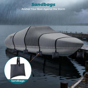 1400D Waterproof V-Hull, Tri-Hull, Fish & Ski, Runabout Bass Boat Cover (20'-22'Long, 100" Wide, Gray)