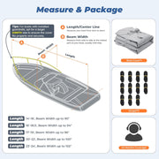 RVMasking Boat Cover, 1400D Heavy Duty Middle Reinforced, Waterproof Trailerable with Storage Bag for V-Hull, Tri-Hull, Fish & Ski, Runabout Bass Boat