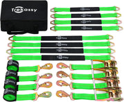 Trekassy Car Tie Down Straps for Trailers with Snap Hooks, Ratchet Tie Downs for Car, Truck, UTV & More, 10000 lb Break Strength, Includes (4) 24 Inch Axle Straps, (4) 36 Inch Axle Straps