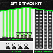 Trekassy 8ft E Track Rail Kit with 4 Ratchet Straps & 4 O-Rings, Heavy-Duty Black E-Track for Trailers, Vans, Trucks, Garages
