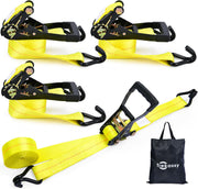 2" x 27' Heavy Duty Ratchet Straps (10,000 Lbs Break Strength), Tie Down Ratcheting with J-Hooks, Cargo Straps for Trucks