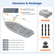 RVMasking Waterproof Boat Cover 20-22 ft, 1400D Heavy Duty Middle Reinforced Marine Grade Trailerable Cover, Fits 20'-22' V-Hull Tri-Hull Bass Boat Runabout Fish Ski Boat with Storage Bag