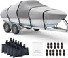 1400D Waterproof V-Hull, Tri-Hull, Fish & Ski, Runabout Bass Boat Cover (20'-22'Long, 100" Wide, Gray)