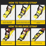 2" x 27' Heavy Duty Ratchet Straps (10,000 Lbs Break Strength), Tie Down Ratcheting with J-Hooks, Cargo Straps for Trucks