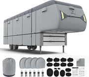 RVMasking 7 Layers Top Heavy Duty 5th Wheel RV Cover with 4 Tire Covers for 28'1"-43'