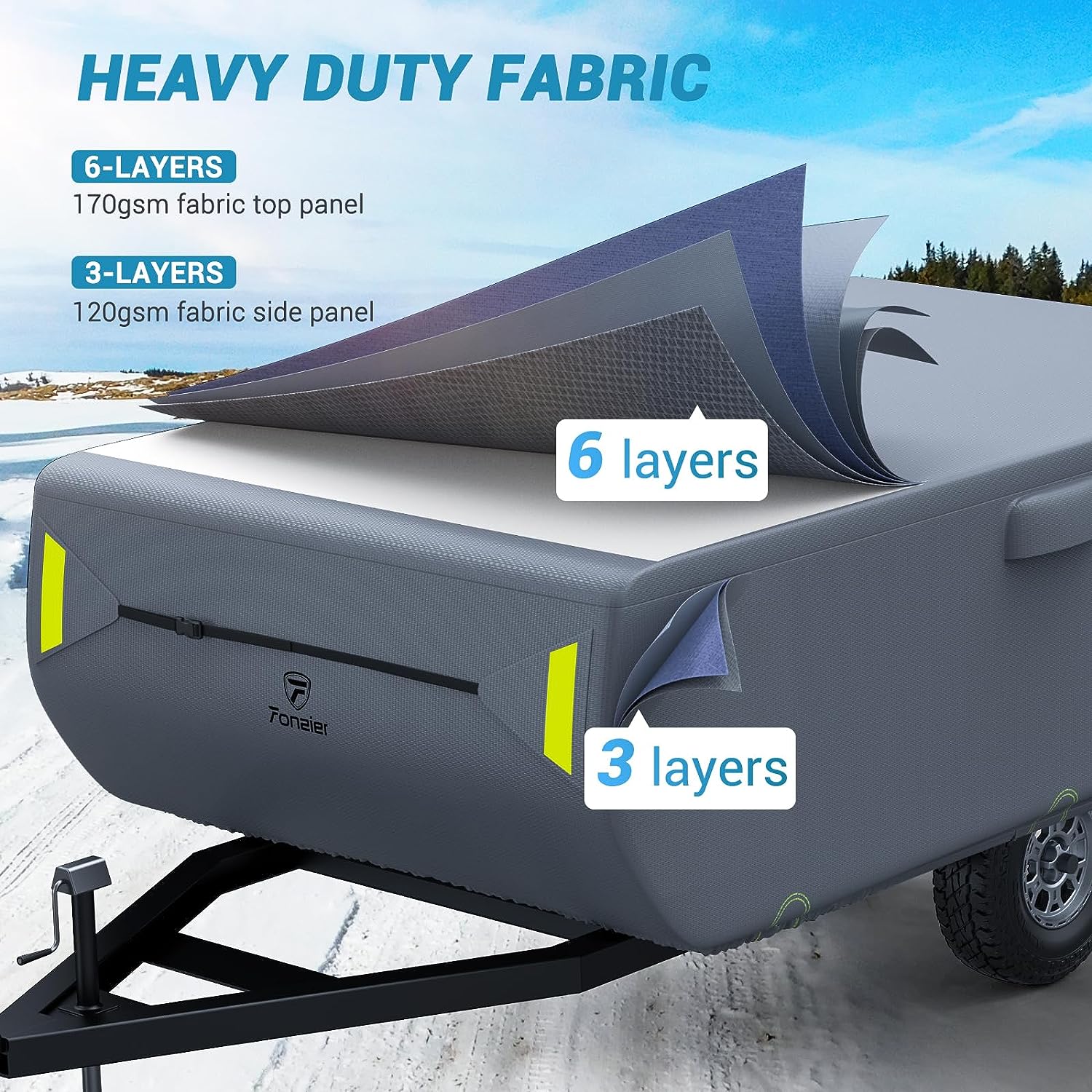 pop up tent trailer cover Pop-up Folding Camper RV Cover 6 Layers Heavy Duty Fabric Camper Cover Fits for 8'-16' 12'-14'