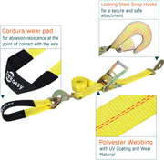Trekassy 2”x 96” Car Tie Down Straps for Trailers - 2+2 Axle Straps and 2 Ratchet Straps