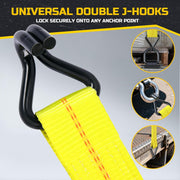2" x 27' Heavy Duty Ratchet Straps (10,000 Lbs Break Strength), Tie Down Ratcheting with J-Hooks, Cargo Straps for Trucks