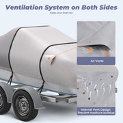 RVMasking Boat Cover, 1400D Heavy Duty Middle Reinforced, Waterproof Trailerable with Storage Bag for V-Hull, Tri-Hull, Fish & Ski, Runabout Bass Boat