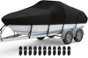 RVMasking Waterproof Boat Cover 20-22 ft, 1400D Heavy Duty Middle Reinforced Marine Grade Trailerable Cover, Fits 20'-22' V-Hull Tri-Hull Bass Boat Runabout Fish Ski Boat with Storage Bag