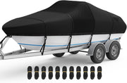 RVMasking Waterproof Boat Cover 20-22 ft, 1400D Heavy Duty Middle Reinforced Marine Grade Trailerable Cover, Fits 20'-22' V-Hull Tri-Hull Bass Boat Runabout Fish Ski Boat with Storage Bag