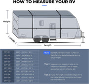 RVMasking 7 Layers top RV Travel Trailer Cover With Rear Side Roll-Up Door Fits 15'1"-40'