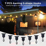 RV Awning Fabric Replacement with Awning Tie Down Kits & 7 Awning Hooks & Pull Strap for Trailer Camper Awning