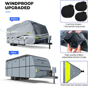 RVMasking Waterproof 600D Top RV Travel Trailer Cover with Rear Side Roll-Up Door for 15'1"-40'