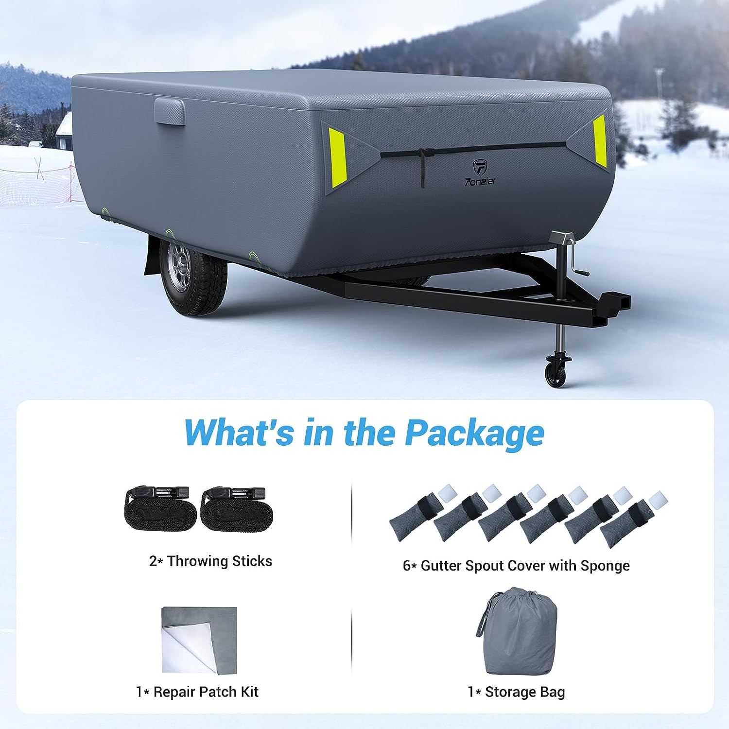 Pop-up Folding Camper RV Cover Layers Heavy Duty Fabric Camper Cover Fits for 8'-16'