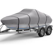 RVMasking 1200D 100% Waterproof Trailerable Boat Cover Fits Bass Boat, V-Hull, Runabout, Fish&Ski, Tri-Hull