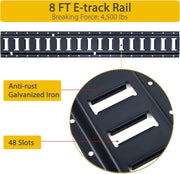 Trekassy 8ft Horizontal E-Track Tie-Down Rail Kit with 8 Steel O-Ring Anchors and Rope Tie Offs