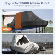 RVMasking Hard Top/T-Top Boat Cover, 1200D Partial Reinforced Waterproof Heavy Duty with Motor Cover for Center Console Boat with T TOP Roof, Black