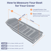 RVMasking 12'-18' Long 1200D Reinforced Jon Boat Cover with Motor Cover Heavy Duty Waterproof Trailerable Cover,Beam Width up to 70"-75"