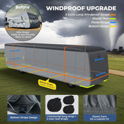 RVMasking 9 Layers Top Heavy Duty Class A RV Cover with 4 Tire Covers for 31'1"-42' Motorhome