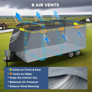 RVMasking 9 Layers Top Heavy Duty Travel Trailer RV  Cover for 15'1"-40' Windproof, UV resistant