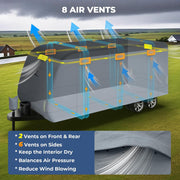 RVMasking 9-Layer Heavy Duty 24-26ft Travel Trailer RV Cover – Waterproof & Windproof Camper Cover with UV Protection, Tire Covers & Accessories
