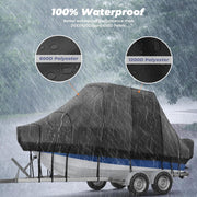 RVMasking 1200D Partial Reinforced Hard Top/T-Top Boat Cover with Motor Cover for Center Console Boat with T TOP Roof