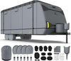 RVMasking Travel Trailer RV Cover 31-34ft, 7 Layers Extra-Thick Camper Cover Waterproof Windproof for Toy Hauler with 4 Tire Covers & Tongue Jack Cover & Propane Tank Cover, Dark Gray