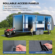 RVMasking Travel Trailer RV Cover 34-37ft, 7 Layers Extra-Thick Camper Cover Waterproof Windproof for Toy Hauler with 4 Tire Covers