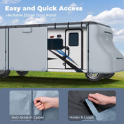 RVMasking Waterproof 600D Top Class C RV Cover With Rear Side Roll-Up Door for 23'1"-32' Motorhome