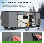 Heavy Duty 7 Layers Class C RV Cover Anti-UV for 29’-32’ Motorhome Breathable Rip-Stop with 2Pcs Long Straps & Gutter Spout Covers - Dark Gray