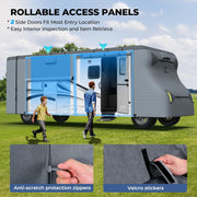 RVMasking 7 Layers top Class C RV Cover With Rear Side Roll-Up Door Fits 23'1"-32' Motorhome