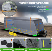600D Oxford Topper Extra Thick 7 Layers RV Cover, Travel Trailer Cover for 20'1"-22', Waterproof Rip-Stop Windproof with 4 Tire Cover