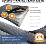 RVMasking Travel Trailer RV Cover 31-34ft, 7 Layers Extra-Thick Camper Cover Waterproof Windproof for Toy Hauler with 4 Tire Covers & Tongue Jack Cover & Propane Tank Cover, Dark Gray