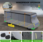 Heavy Duty 7 Layers Class C RV Cover Anti-UV for 29’-32’ Motorhome Breathable Rip-Stop with 2Pcs Long Straps & Gutter Spout Covers - Dark Gray