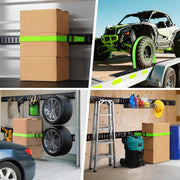 Trekassy 8ft E Track Rail Kit with 4 Ratchet Straps & 4 O-Rings, Heavy-Duty Black E-Track for Trailers, Vans, Trucks, Garages