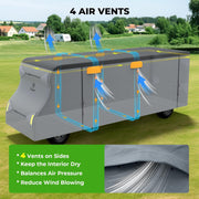 Heavy Duty 7 Layers Class C RV Cover Anti-UV for 23'-32' Motorhome Breathable Rip-Stop with 2Pcs Long Straps & Gutter Spout Covers