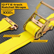 Trekassy E Track Tie-Down Rail Kit - 12 Pieces: 4 Pack 4ft Etrack Rails & 8 Enclosed Trailer Accessories for Trucks, Vans, Garages, Trailers Tie Down System