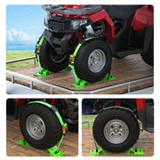 Trekassy Wheel Chock Tie-Down Kit with Rubber Blocks, Heavy Duty E Track Trailer Tie Down Tire Straps for ATV, UTV, Lawn Mower- 2 Pack