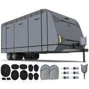 RVMasking Heavy Duty 7 Layers top Travel Trailer RV Cover  With Rear Side Roll-Up Door Fits 15'1"-37'