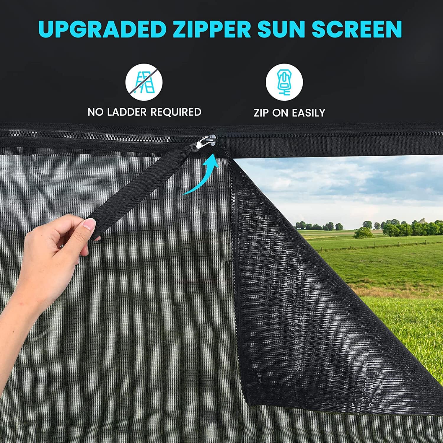 Velcro Mesh Screen Rv 600D Top + Mesh Bottom RV Awning Shade Screen with Zipper for Trailer ...