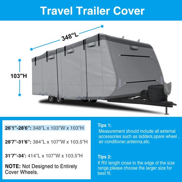 RVMasking 7 Layers RV Cover, 31'7"34' RV Covers for Travel Trailers