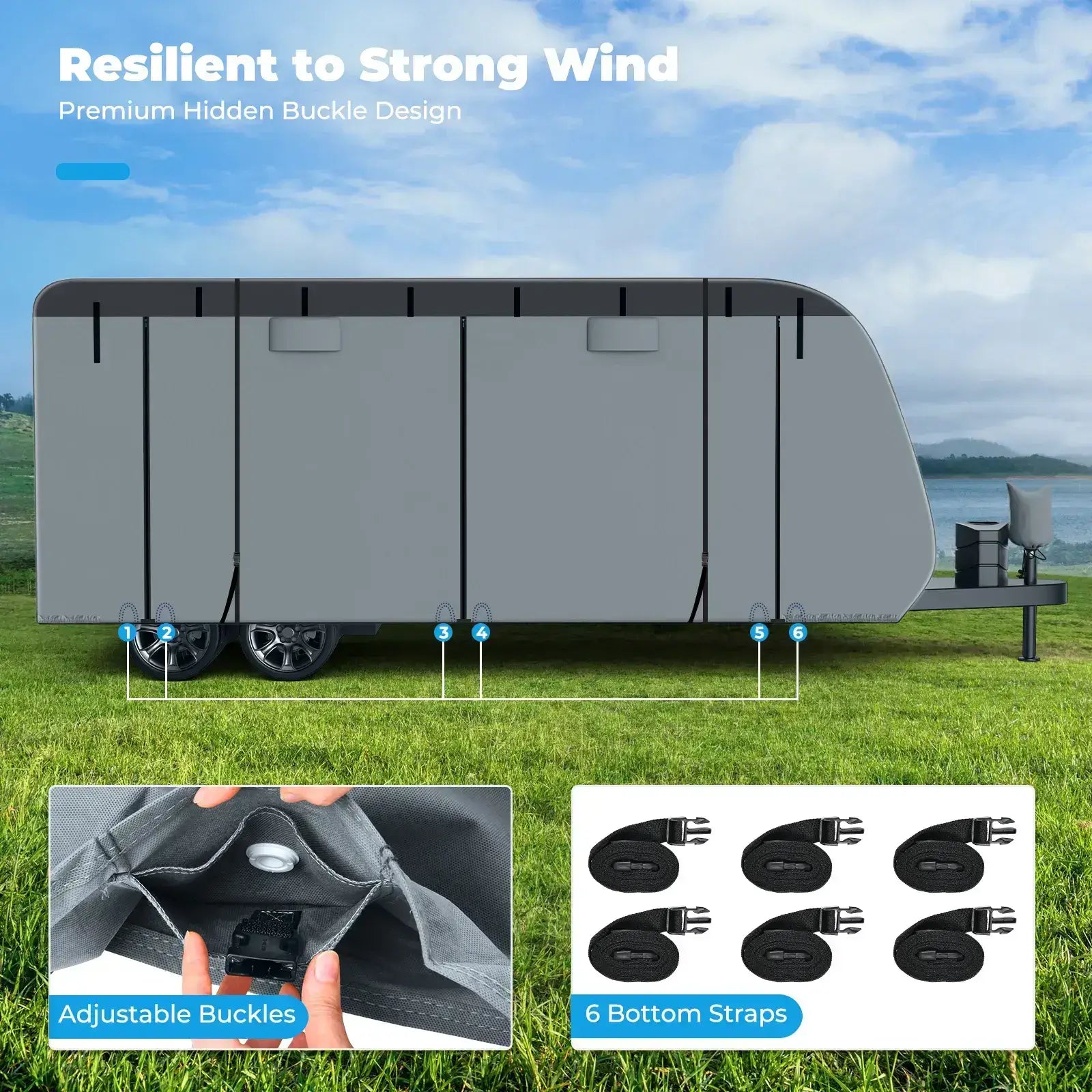 RVMasking WindProof Travel Trailer Cover Fits 22'1''-24' Motorhome