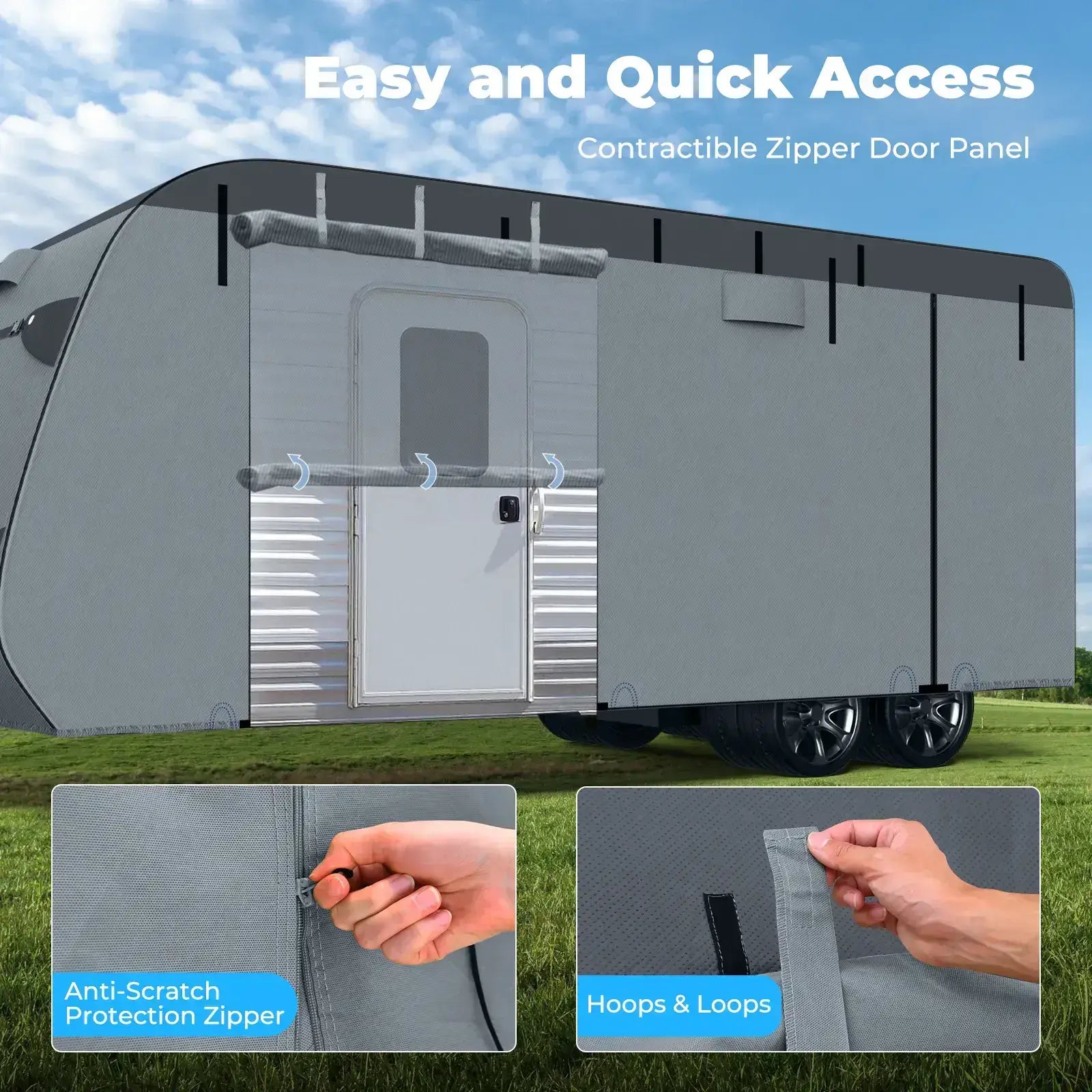 RVMasking WindProof Travel Trailer Cover Fits 22'1''-24' Motorhome